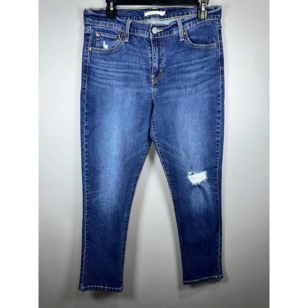 Levi's Women's Boyfriend Jeans Distressed Blue Size 29 fits 32"x26" Grunge Retro